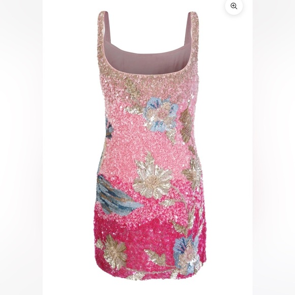 NWT LA FUORI Fleur Oasis Fully Embellished Mini Dress in Pink Ombre $890 - Small - Picture 3 of 17